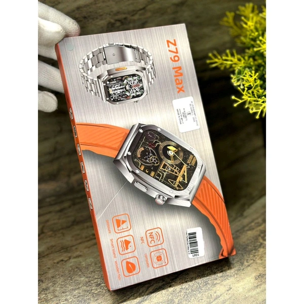 Smart Watch Z79 Max Watch, 2.1inch HD 460mah Battery, 100+sport Modes, NFC Smart Watch, Rugged Watches for Men, Fitness Watch for Men Women, For Running, Climbing, Cycling Enthusiasts. Dual strap now, One chain strap and other one silicon strap