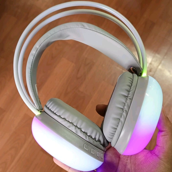 Bluetooth 500 Wired Headphones | RGB Headphones with 360° Mic - Gray