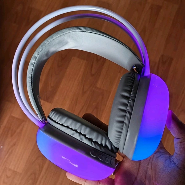 Bluetooth 500 Wired Headphones | RGB Headphones with 360° Mic - Gray