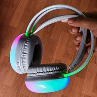 Bluetooth 500 Wired Headphones | RGB Headphones with 360° Mic - Gray