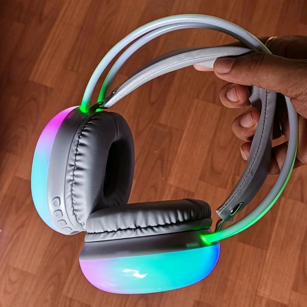 Bluetooth 500 Wired Headphones | RGB Headphones with 360° Mic - Gray