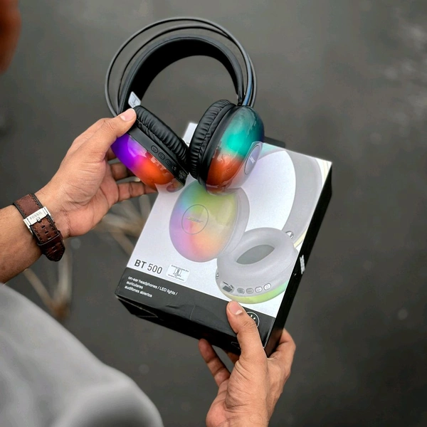 Presenting You All, New Rgb Colour Headphones, Multi colour led light inbuilt headphones heavy Quality top look for Gaming and night clubs / party - Black