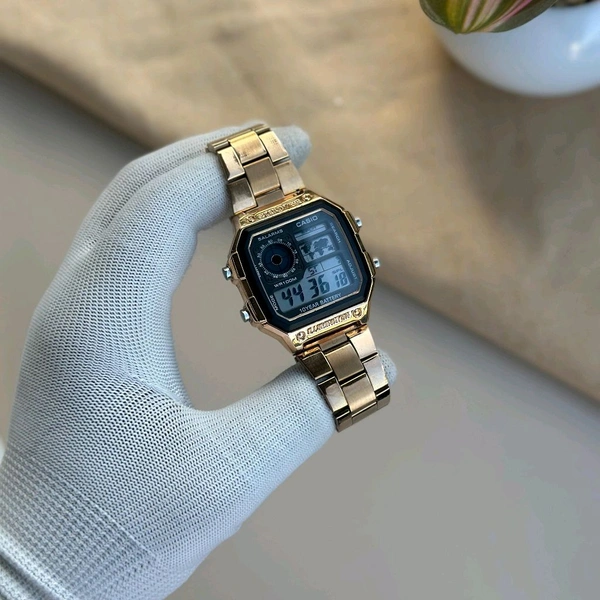 Most Demanded Digital Illuminator Top Quality Watch With High Quality Strap Best Finishing Body & Case  - Gold