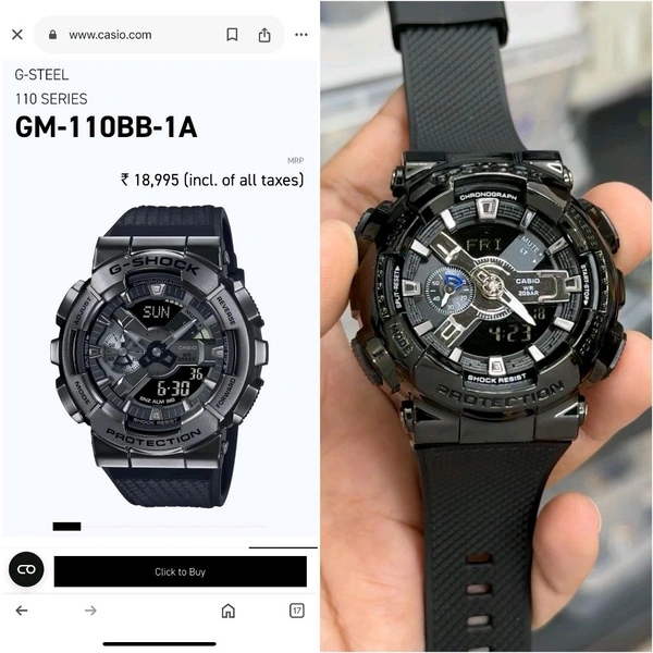 Analog And Digital GM-110BB-1A High End Quality Collection With Working StopWatch, Day, Date, Digital Display And AutoLight