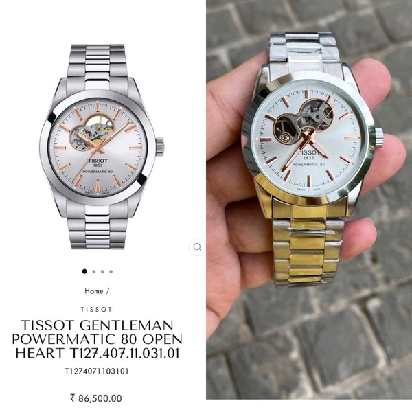 Analog T1274071104101 Gentleman Powermatic 80 Reliable Automatic Japanese Movement Machinery For Men - SRG3