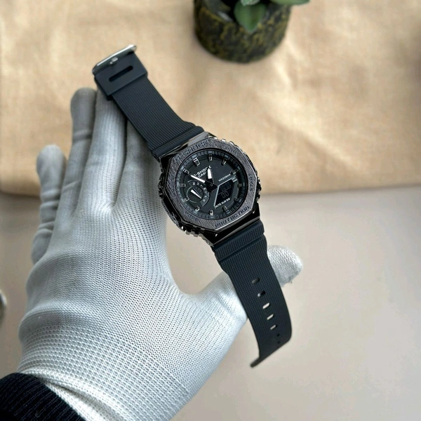 Most Demanded Analog And Digital Gm2100 Top Quality With Metal Body | AutoLight, World time And Day Chronograph Working  - Black