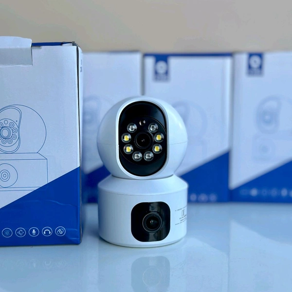 V380 Pro Dual Lans Wifi Camera 1080p Rotatable 360 | 4g Sim Support | Two Way Communication | 2 Camera Etc