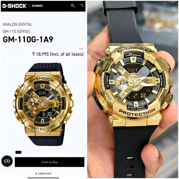 Analog And Digital GM-110G-1A9 Top Quality With Metal Body | AutoLight, World time And Day Chronograph Working