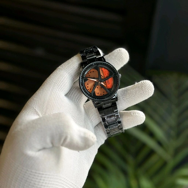 Gyro Spinning Car Alloy Rim Wheel Watch | Car Wheel Watch, Mens Wristwatch with Spinning Car Rim Hub Design, Quartz Movement, Gifts for Car Enthusiasts - SRW3