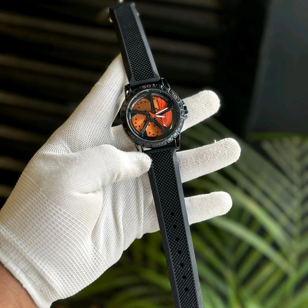 Gyro Spinning Car Alloy Rim Wheel Watch | Car Wheel Watch, Mens Wristwatch with Spinning Car Rim Hub Design, Quartz Movement, Gifts for Car Enthusiasts - SRW2