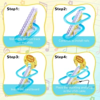 Duck Track Toys for 3+ Ages Kids, Funny Automatic Stair Climbing Ducklings Cartoon Race Track Set Little Lovely Duck Slide Toy Escalator Toy with Lights and Music, 3 Pcs Small Duck.