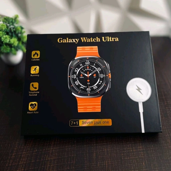 First Time In India, Watch Ultra 7 In 1 Combo Gift Pack With On/Off Logo | 7 High Quality Straps - Black