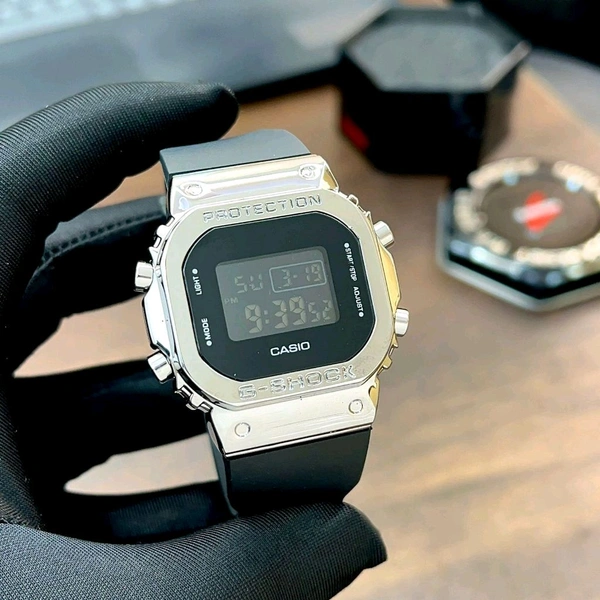 Digital G-Steel GM-5600 Black Digital Dial Black Resin Strap Unisex Watch With Free Original Tin Box Packing 
