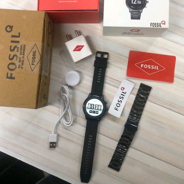 Smartwatch Q Founder Gen 2 High Quality Watch With Full Original Box Kit | Metal Strap And Silicon Strap  - Black