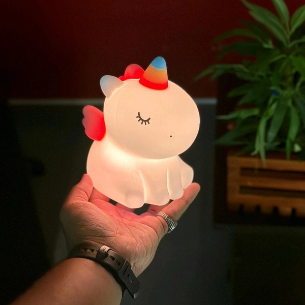 Adorable LED Night Light – Soft Silicone Rechargeable Lamp with Touch Control, Perfect for Baby Nursery, Kids' Bedroom, and Gifting - Unicorn