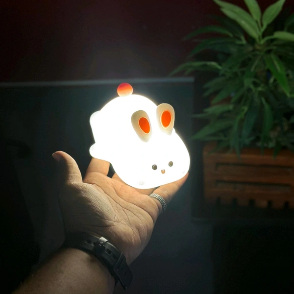Adorable LED Night Light – Soft Silicone Rechargeable Lamp with Touch Control, Perfect for Baby Nursery, Kids' Bedroom, and Gifting - Rabbit