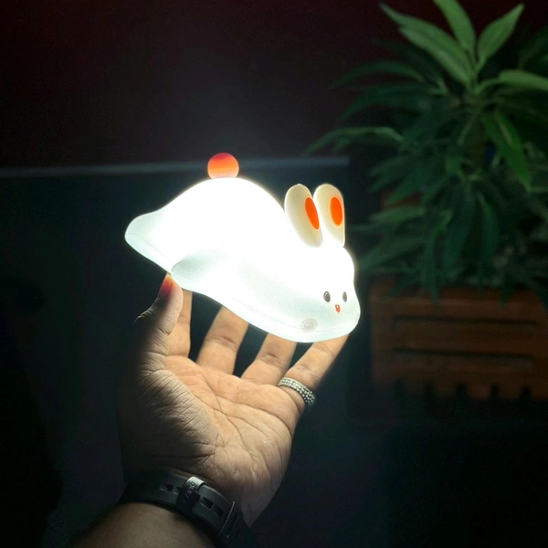 Adorable LED Night Light – Soft Silicone Rechargeable Lamp with Touch Control, Perfect for Baby Nursery, Kids' Bedroom, and Gifting - Rabbit