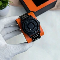 Luxury All-Black Zodiac-Inspired Rotating Metal Ball Dial Watch – Premium Stainless Steel Strap & Bold Design  - Without Box