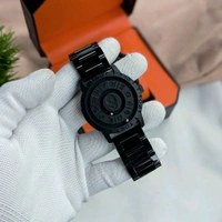 Luxury All-Black Zodiac-Inspired Rotating Metal Ball Dial Watch – Premium Stainless Steel Strap & Bold Design  - Without Box