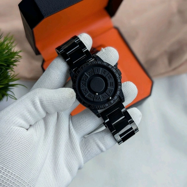 Luxury All-Black Zodiac-Inspired Rotating Metal Ball Dial Watch – Premium Stainless Steel Strap & Bold Design  - With Box