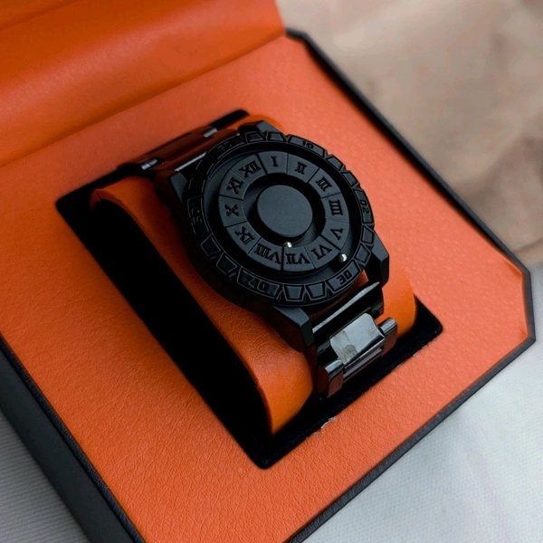 Luxury All-Black Zodiac-Inspired Rotating Metal Ball Dial Watch – Premium Stainless Steel Strap & Bold Design  - With Box