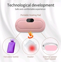Portable Cordless Heating Pad, Electric Waist Belt Device, Fast Heating Pad with 3 Heat Levels and 3 Massage Modes, Back or Belly Heating Pad for Women and Girl