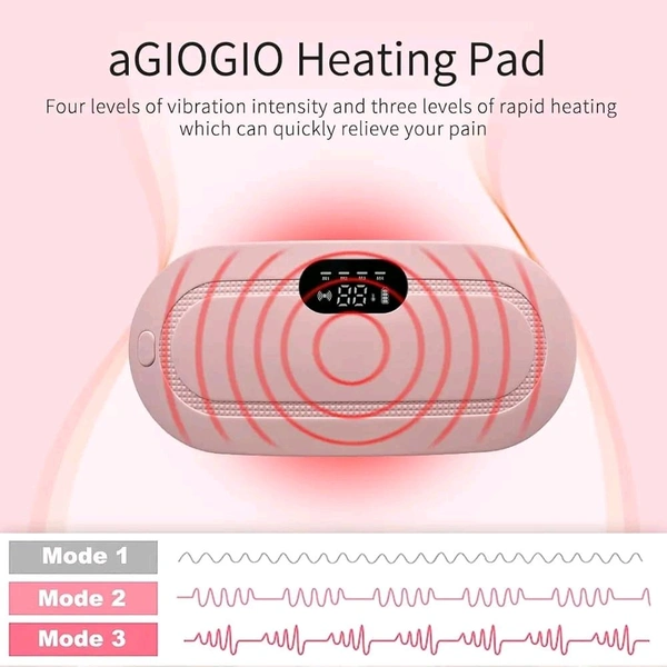 Portable Cordless Heating Pad, Electric Waist Belt Device, Fast Heating Pad with 3 Heat Levels and 3 Massage Modes, Back or Belly Heating Pad for Women and Girl