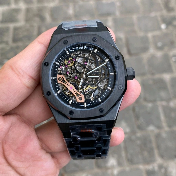 Analog Royal Oak Open Heart Open Transparent Automatic Machinery Watch For Men's - Black