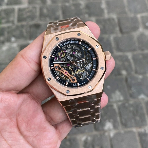 Analog Royal Oak Open Heart Open Transparent Automatic Machinery Watch For Men's  - Copper