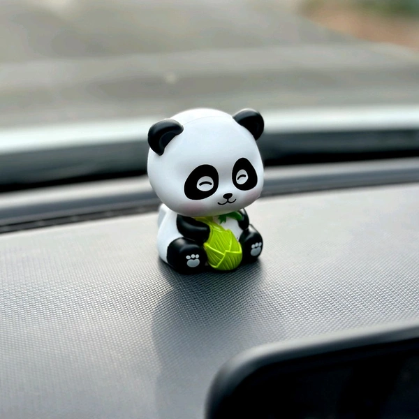 Solar Panda for Car Dashboard - Panda Dashboard Figurines, Solar-Powered Shaking Head Lucky Panda Decoration for Car Dashboard Accessories - With Bamboo