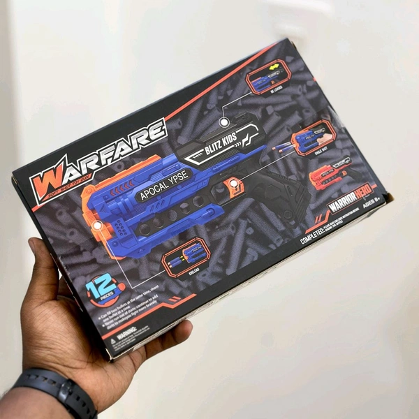 Blitz Kids Dart Blaster Gun Toy – 12 Pcs Soft Bullet Foam Shooter | Warrior Series (Age 6+)