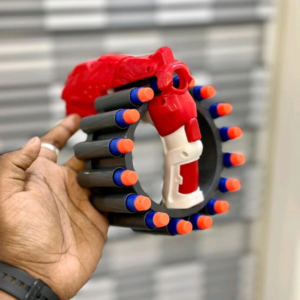 Soft Bullet Rotating Ring Blaster Toy Gun | 20 Foam Bullets | Rapid Fire Action | 8+ Years