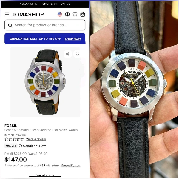 Analog Grant Series Multicolour Skeleton Dial Watch - SRF1