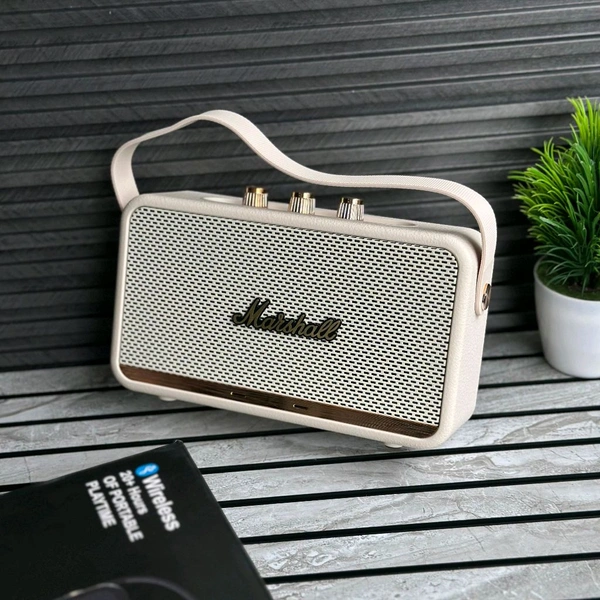 New Stockwell 3 Wireless Bluetooth Speaker | Dolby Sound | USB Playback | Carbon Texture Body | Type-C Charging | Portable Handle | Long Battery Backup - White
