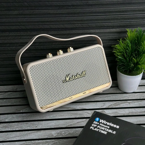New Stockwell 3 Wireless Bluetooth Speaker | Dolby Sound | USB Playback | Carbon Texture Body | Type-C Charging | Portable Handle | Long Battery Backup - White