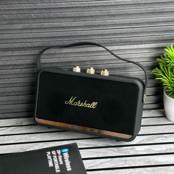 New Stockwell 3 Wireless Bluetooth Speaker | Dolby Sound | USB Playback | Carbon Texture Body | Type-C Charging | Portable Handle | Long Battery Backup - Black