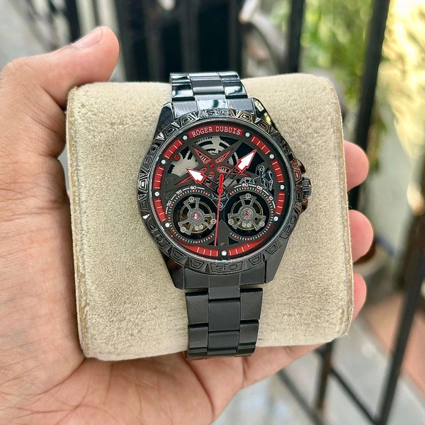 Analog Excalibur Skeleton Series Twin Balance Design Quartz Watch