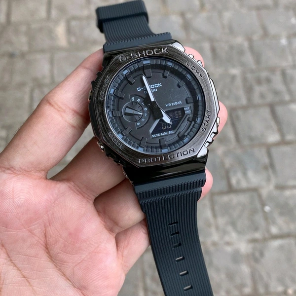 Most Demanded Analog GBM-2100B-7A Working Day Chronograph, AutoLight, World Time For Men - Black