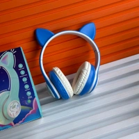 Wireless Earphones With Microphone And LED Light, Wireless High Fidelity Sound Quality, Volume Control Ear Hanging Earphones - Blue