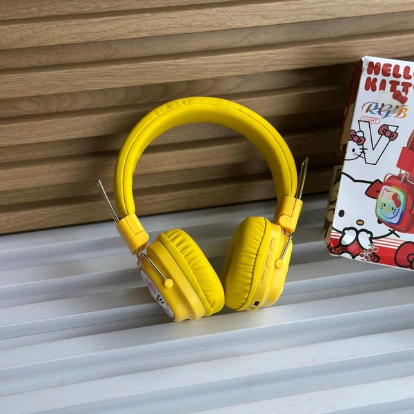 Cute RGB Cartoon Wireless Headphones – AH-816 Series. Wireless High Fidelity Sound Quality, Volume Control Ear Hanging Earphones - Kitty