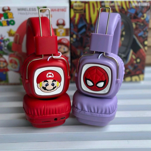 Cute RGB Cartoon Wireless Headphones – AH-816 Series. Wireless High Fidelity Sound Quality, Volume Control Ear Hanging Earphones - Spider-Man