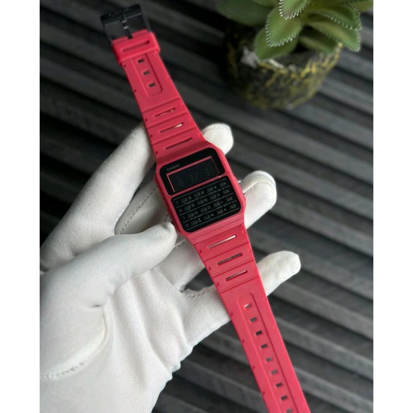 Most Demanded Trending Calculator Digital Watch With High Quality Strap Best finishing Body & Case - Red