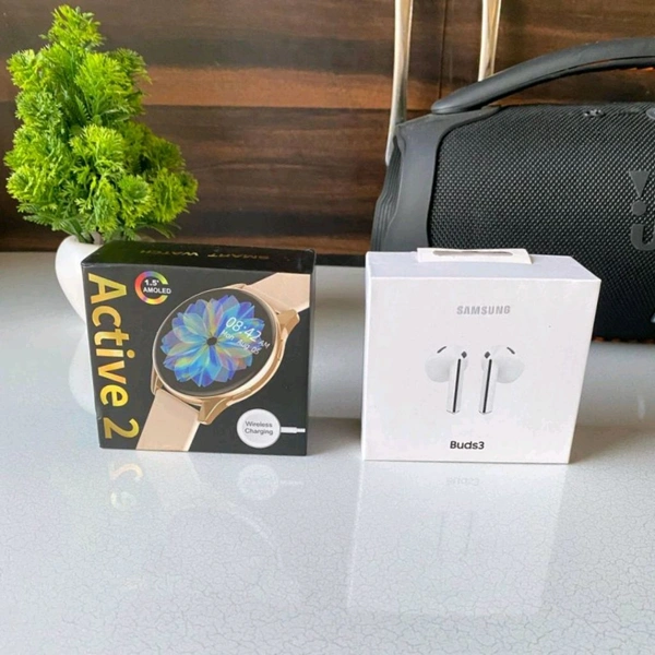 Most Awaited Budget Combo | Active 2 Amoled Display Smartwatch And Buds 3 Pro Best Quality Earphone
 - Black