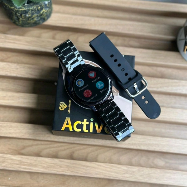 Active 2 Best Quality Smartwatch | 2.5D Curve HD Screen Full Touch Upto 1*2 days Battery Backup | Dual Strap  - Black