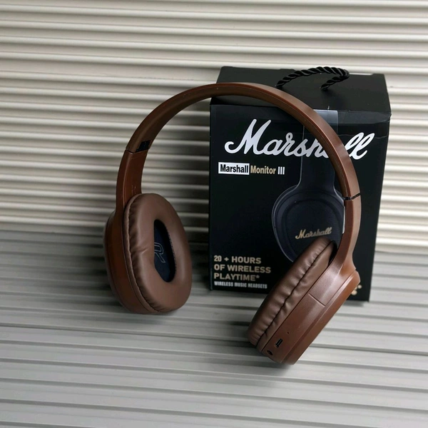 Wireless Earphone Headphones With Microphone Lightweight, For Music Lovers & Professionals - Suitable for Travel, Office & Home - Brown