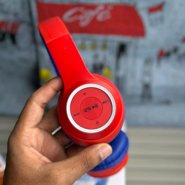 Wireless Earphone Headphones With Microphone Lightweight, For Music Lovers & Professionals - Suitable for Travel, Office & Home - Red