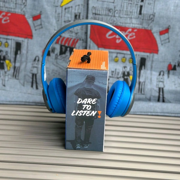 Wireless Earphone Headphones With Microphone Lightweight, For Music Lovers & Professionals - Suitable for Travel, Office & Home - Blue