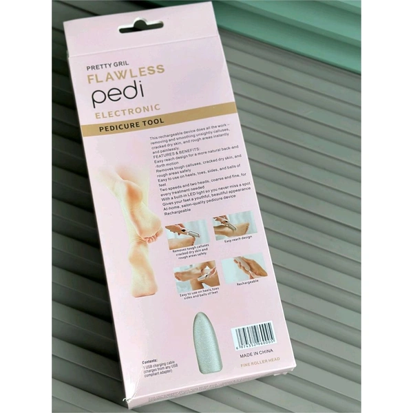 Flawless Pedi Rechargeable Foot Care Tool | 2-Speed Electric Callus Remover with Coarse & Fine Heads, USB Charging – At-Home Pedicure for Smooth Heels & Feet