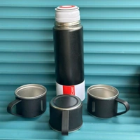 Sainless Steel Vacuum Flask Set with 3 Steel Cups Combo for Coffee Hot Drink and Cold Water Flask Ideal Gifting Travel Friendly Latest Flask Bottle. (500ml)
