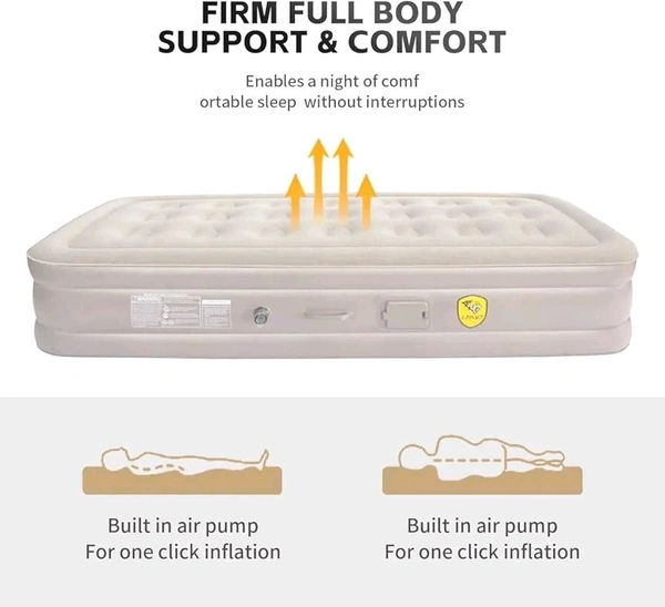 Portable Inflatable Bed Folding Lazy Bed Collapsible Three-layer Airbag Strong Pressure Resistance For Travel Or Home Use, Air Mattress Plush Top Surface Blow Up Bed for Home & Camping